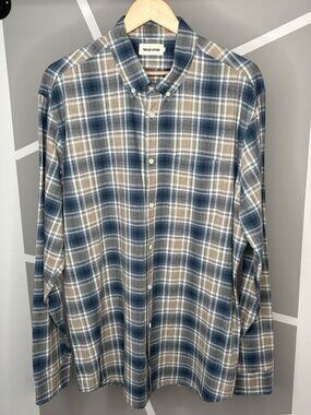 Taylor Stitch The Jack Blue Plaid Shirt Men’s XL 46 Organic Cotton Oxford Button